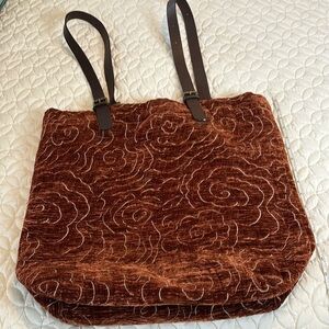 Jim Thompson Quilted Textured Velour Hobo Bag W/ Leather Straps Raw Silk Lining
